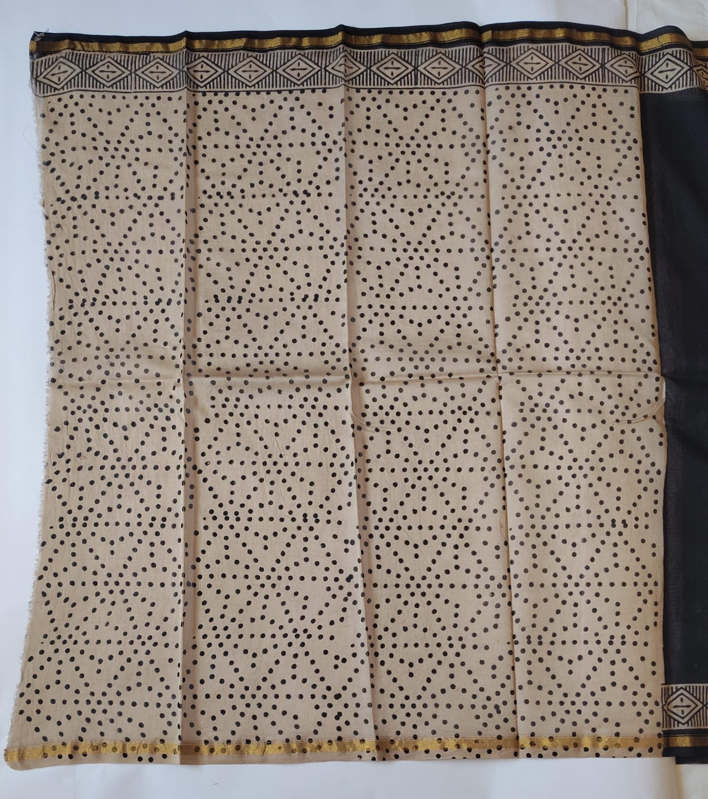 Chanderi Printed Saree – Crimson & Blue