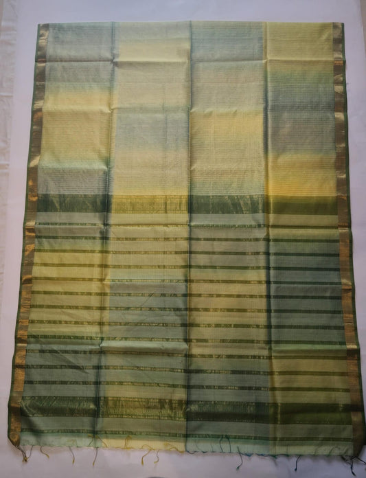 Maheshwari Handloom Silk-Cotton Saree – Green