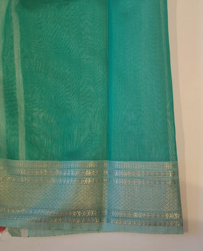 Maheshwari Handloom Silk-Cotton Saree – Emerald Green