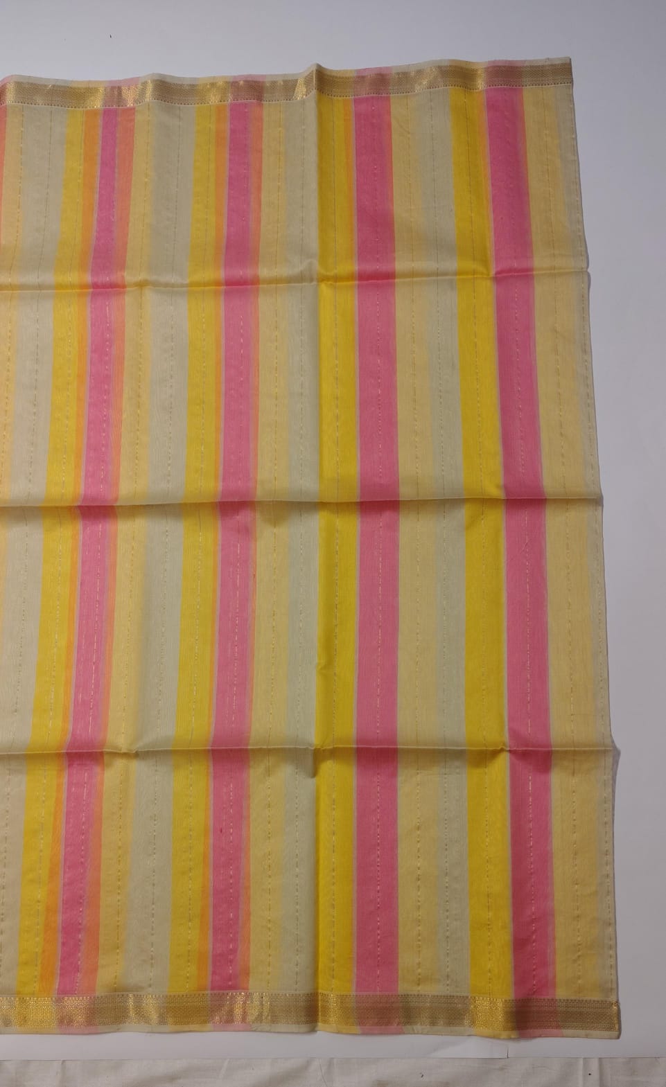 Maheshwari Handloom Silk-Cotton Saree – Mustard Yellow