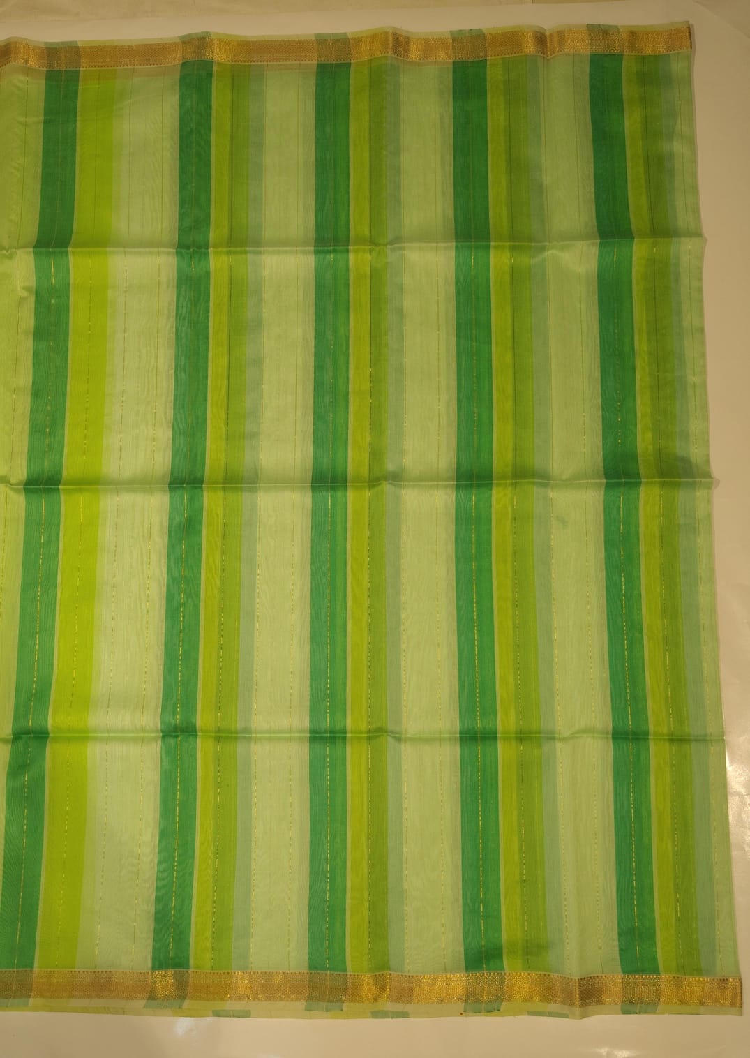 Maheshwari Handloom Silk-Cotton Saree – Mint & Deep Green