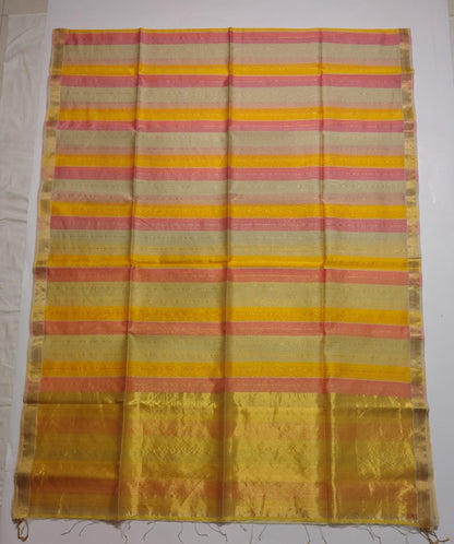 Maheshwari Handloom Silk-Cotton Saree – Mustard Yellow