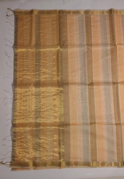 Maheshwari Handloom Silk-Cotton Saree – Earthy Brown