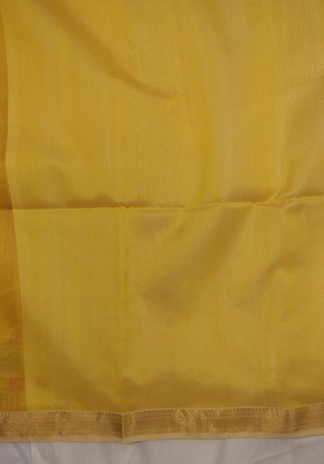 Maheshwari Handloom Silk-Cotton Saree – Mustard Yellow