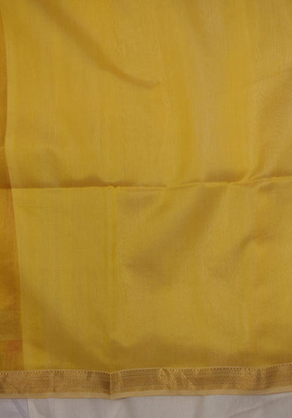 Maheshwari Handloom Silk-Cotton Saree – Mustard Yellow