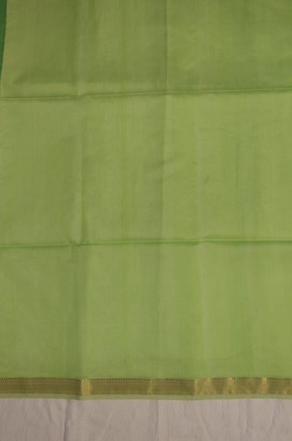 Maheshwari Handloom Silk-Cotton Saree – Mint & Deep Green