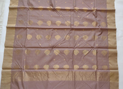 Chanderi Handwoven Saree – Earthy Brown