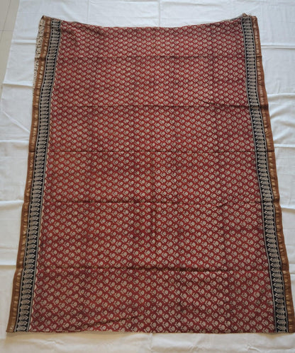 Chanderi Printed Saree – Crimson Maroon Block Print
