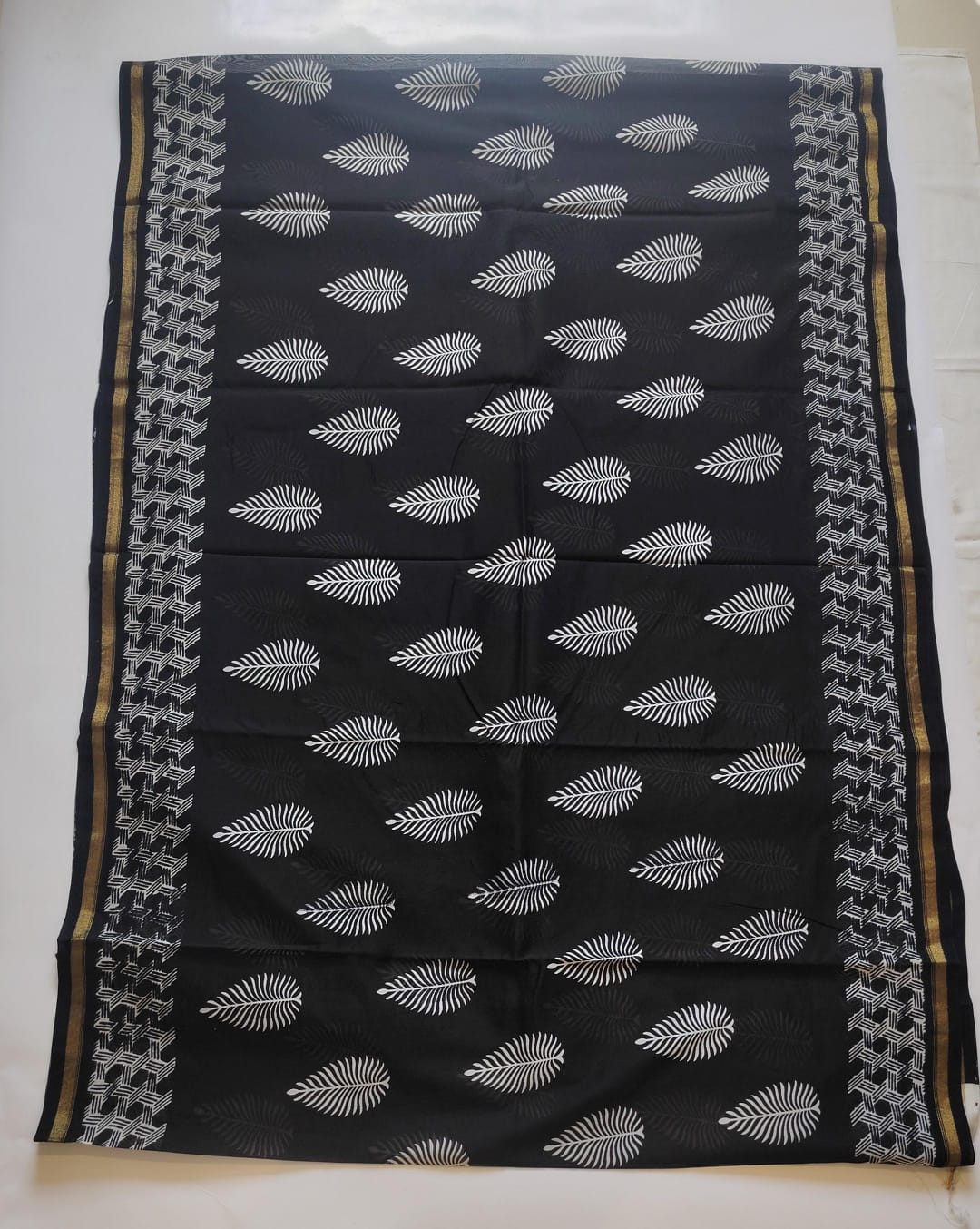 Chanderi Printed Saree – Ivory White