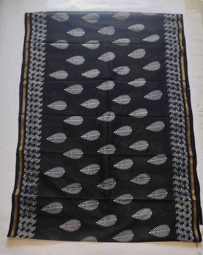 Chanderi Printed Saree – Ivory White