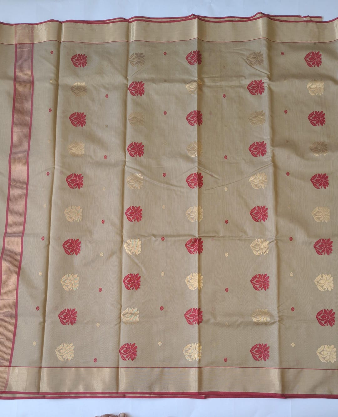 Chanderi Handwoven Saree – Sand Beige