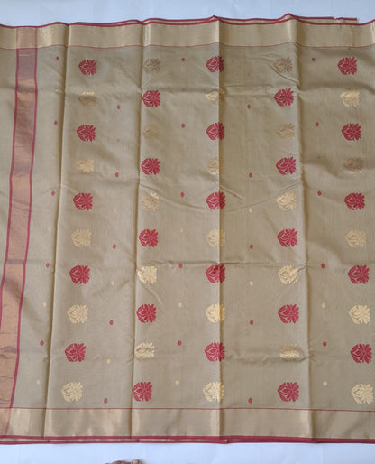Chanderi Handwoven Saree – Sand Beige