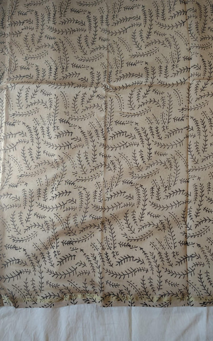 Chanderi Printed Saree – Ivory Noir Polka