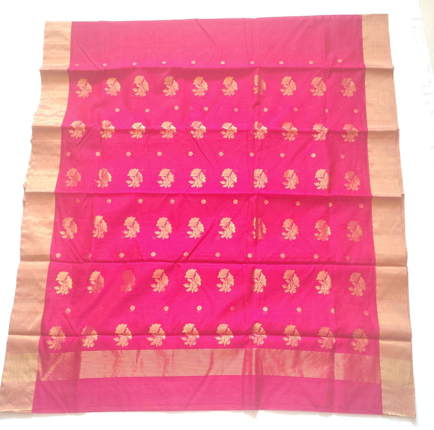 Chanderi Handwoven Saree – Vibrant Pink