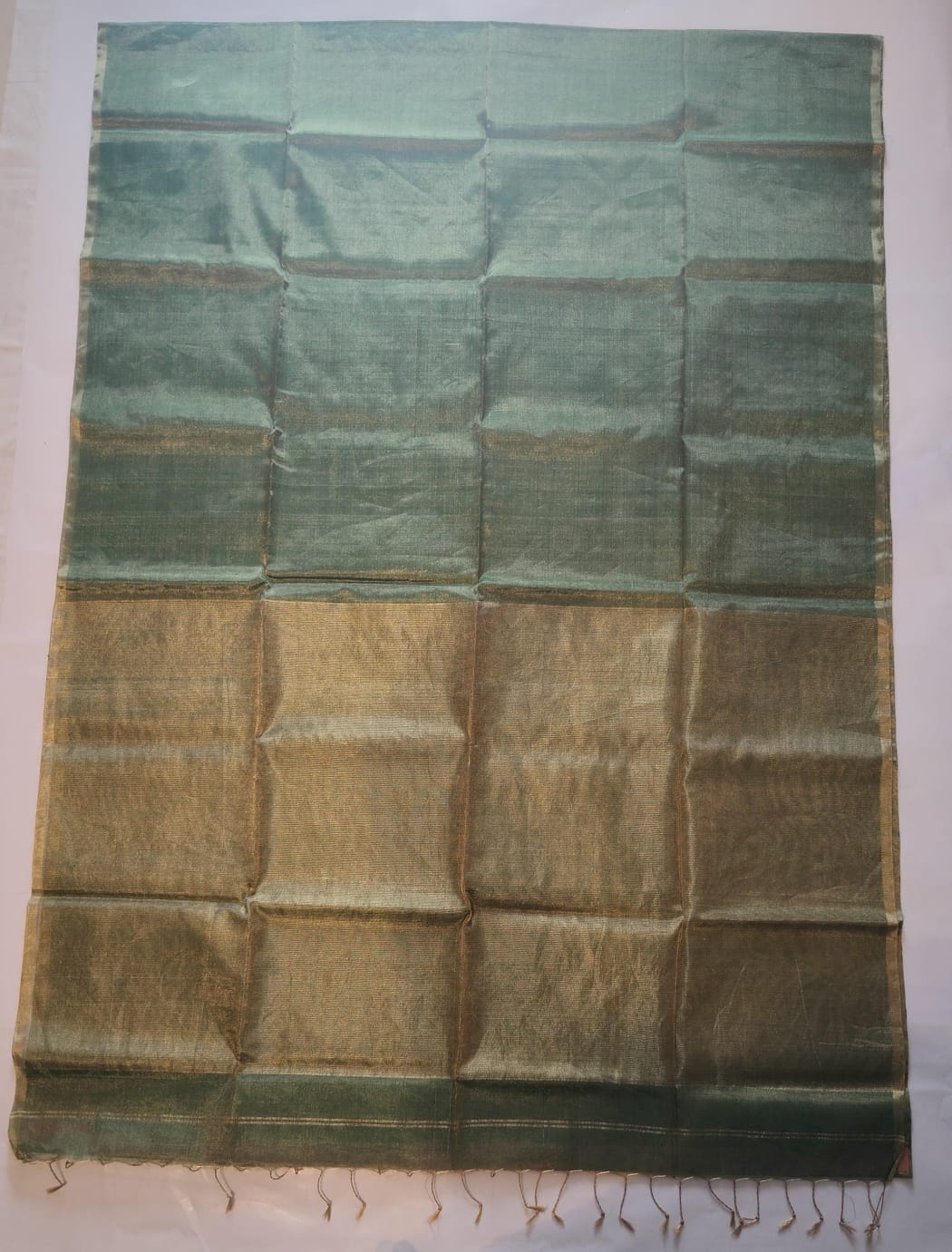 Maheshwari Handloom Silk-Cotton Saree – Sea Green