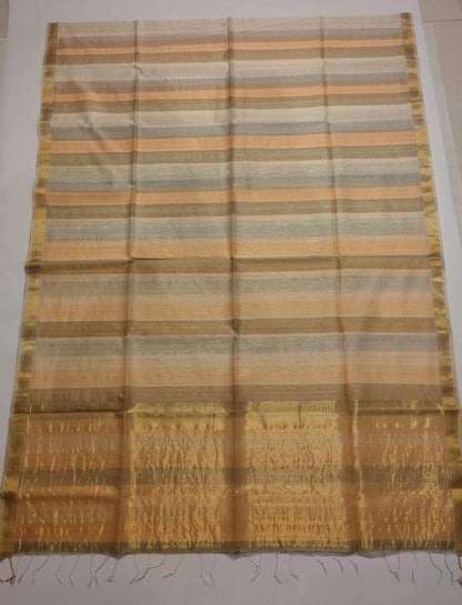 Maheshwari Handloom Silk-Cotton Saree – Earthy Brown
