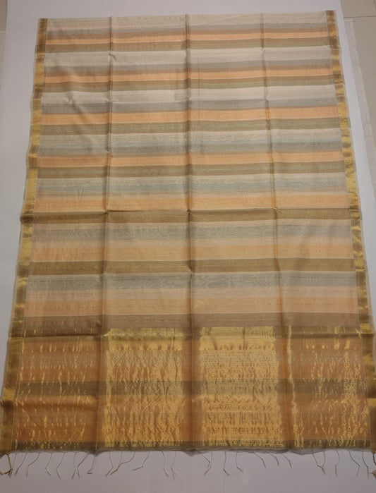 Maheshwari Handloom Silk-Cotton Saree – Earthy Brown