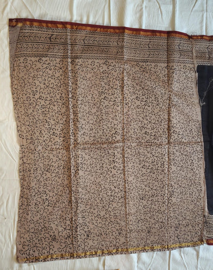 Chanderi Printed Saree – Crimson & Earthy Brown