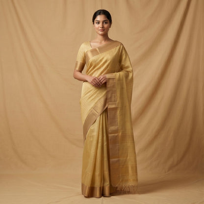 Handwoven Pista Green Maheshwari Saree with Blouse Piece