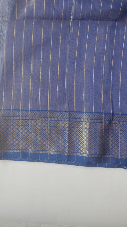 Maheshwari Handloom Silk-Cotton Saree – Royal Blue