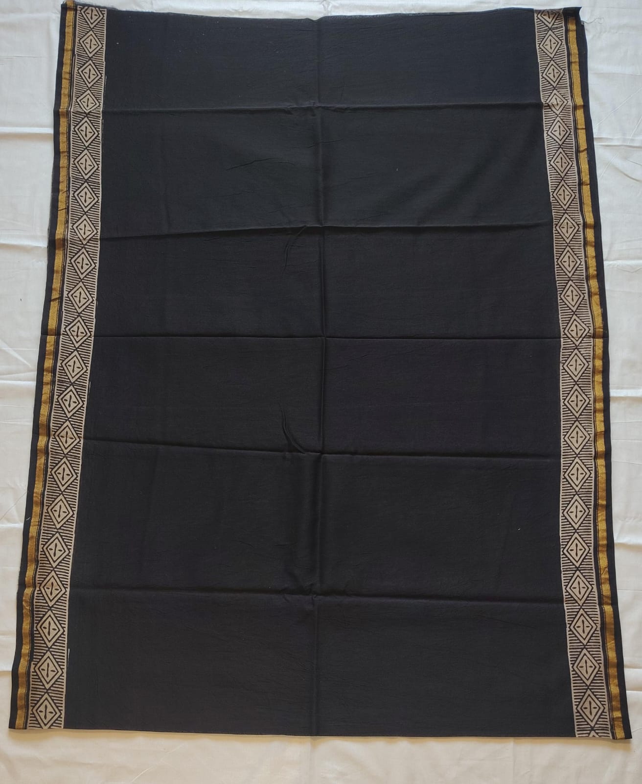 Chanderi Printed Saree – Crimson & Blue