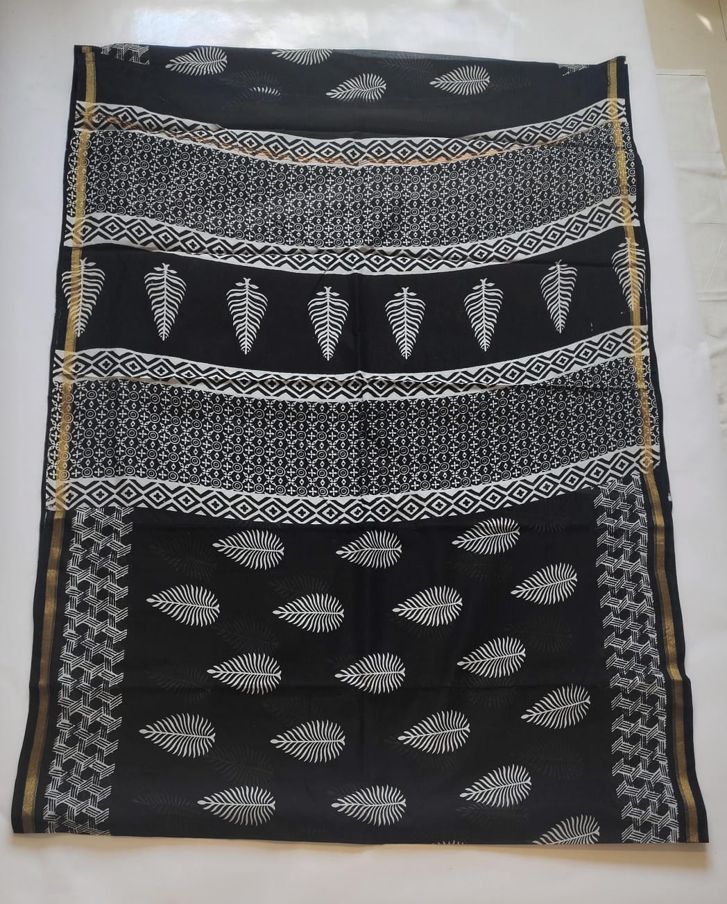 Chanderi Printed Saree – Ivory White