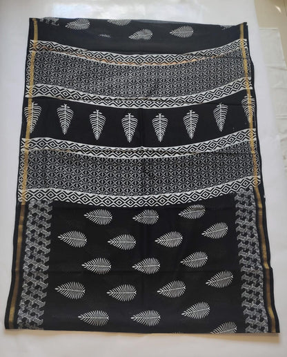 Chanderi Printed Saree – Ivory White