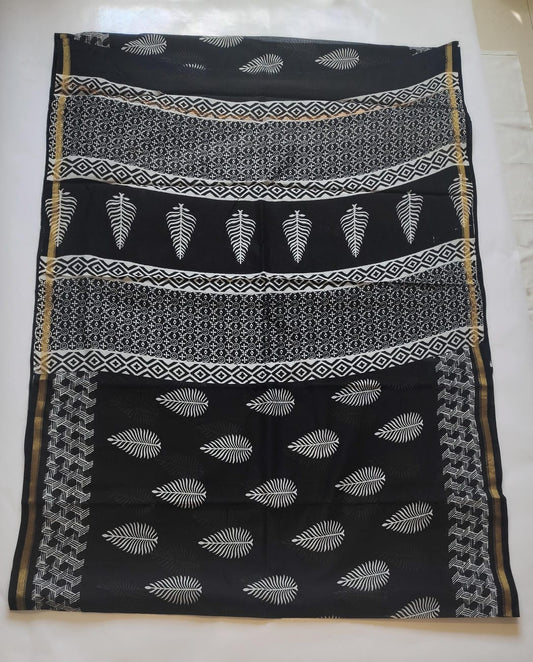 Chanderi Printed Saree – Ivory White
