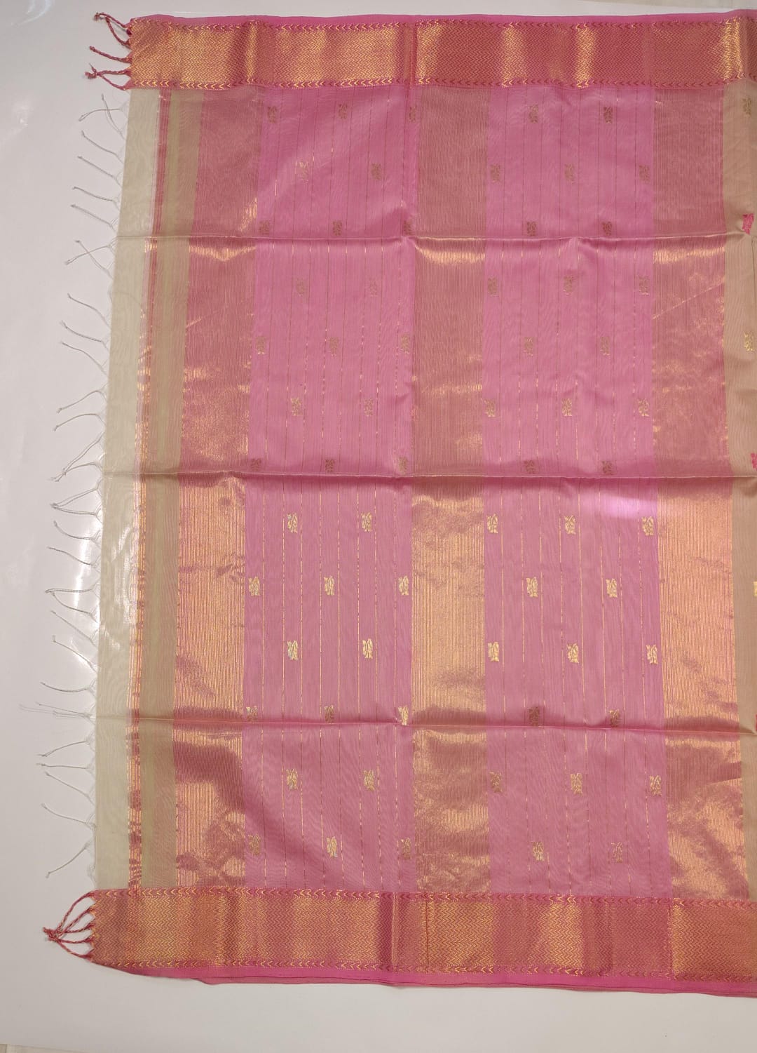Maheshwari Handloom Silk-Cotton Saree – Sand Beige