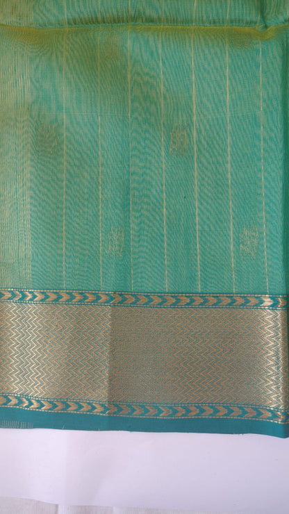 Maheshwari Handloom Silk-Cotton Saree – Yellow Green