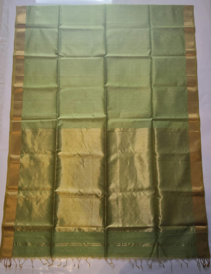Maheshwari Handloom Silk-Cotton Saree – Forest Green