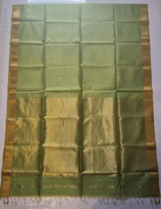 Maheshwari Handloom Silk-Cotton Saree – Forest Green