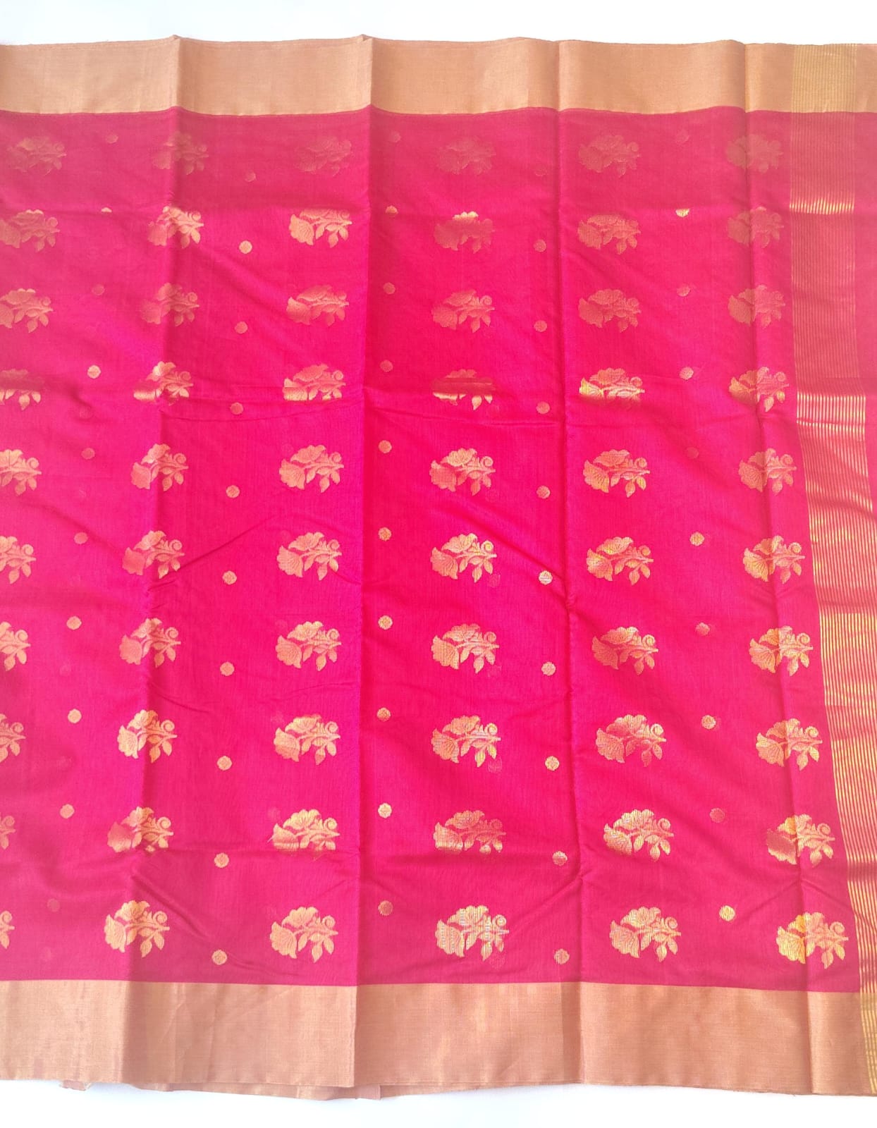 Chanderi Handwoven Saree – Vibrant Pink