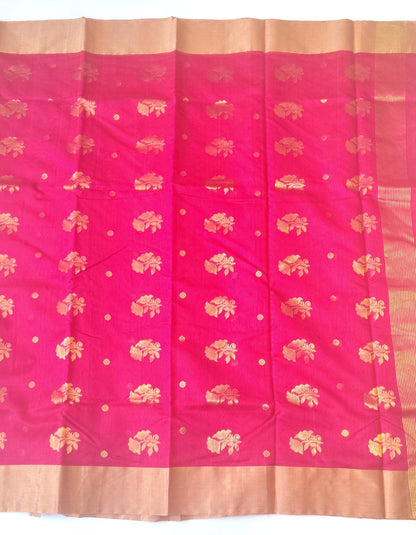 Chanderi Handwoven Saree – Vibrant Pink