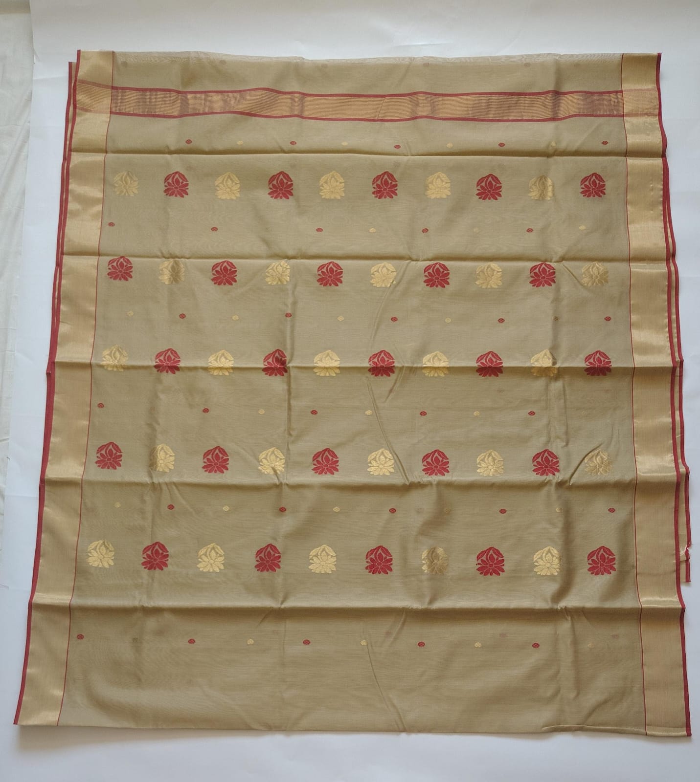 Chanderi Handwoven Saree – Sand Beige