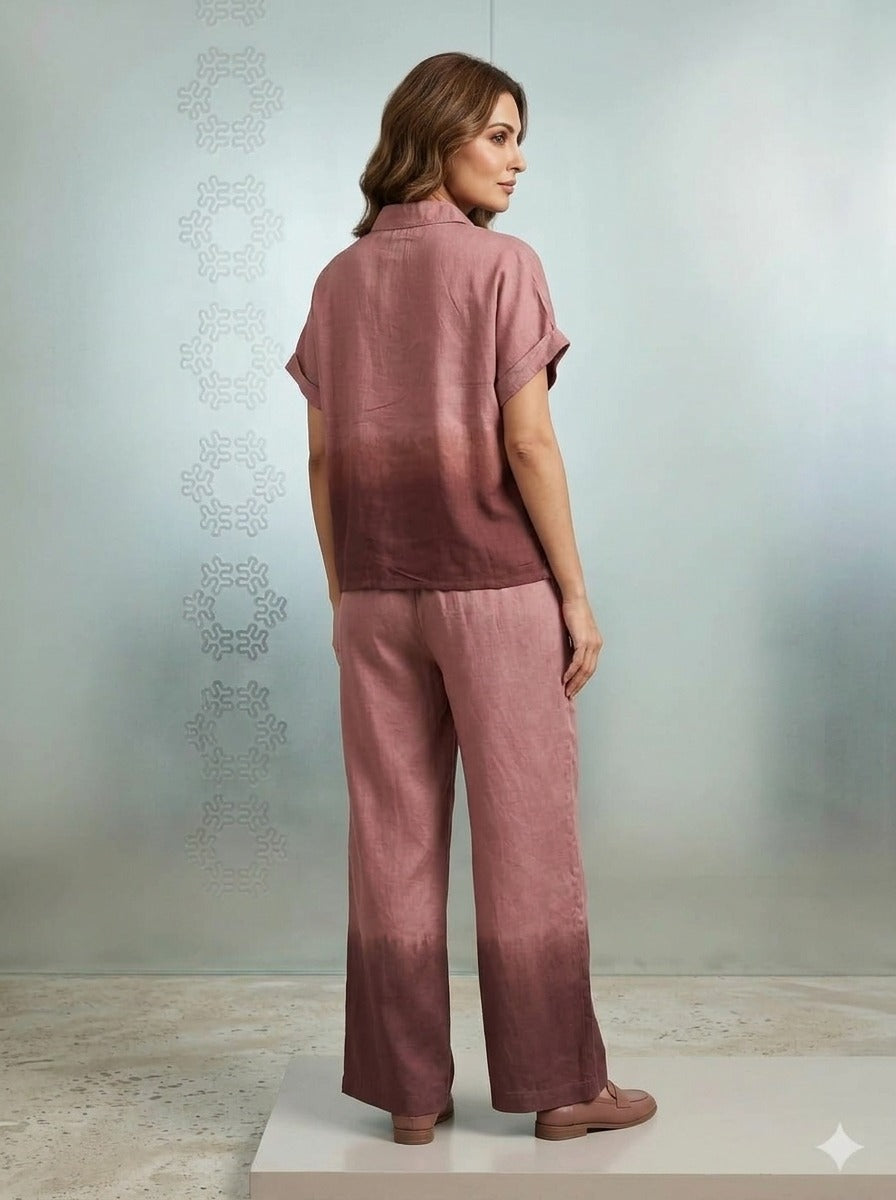 Pink Ombre Pure Cotton Shirt Co-Ord Set