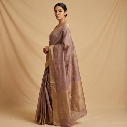 Chanderi Handwoven Saree – Earthy Brown