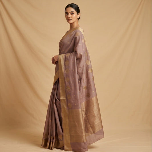 Chanderi Handwoven Saree – Earthy Brown