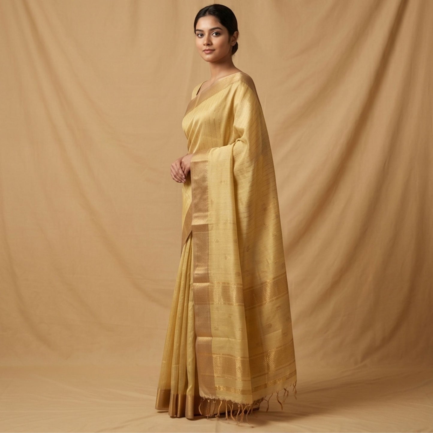 Handwoven Pista Green Maheshwari Saree with Blouse Piece