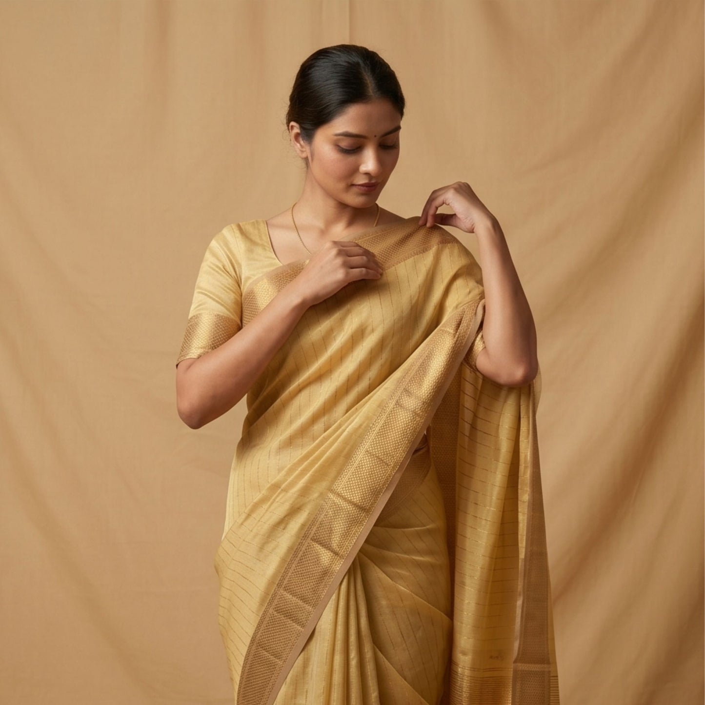 Handwoven Pista Green Maheshwari Saree with Blouse Piece