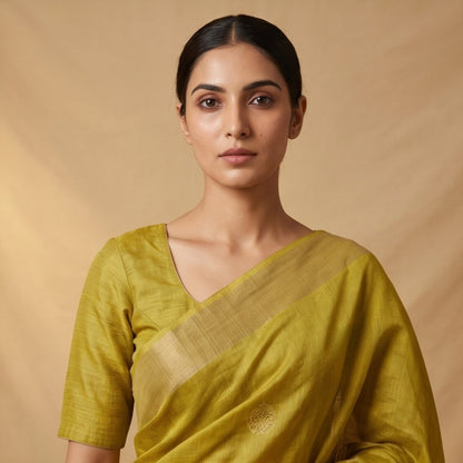 Chanderi Handwoven Saree – Sage Green