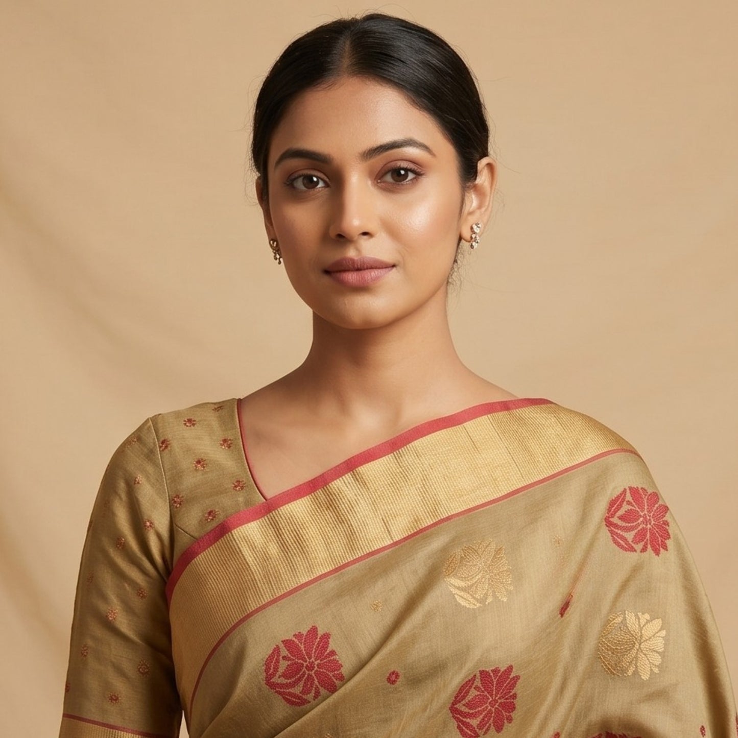 Chanderi Handwoven Saree – Sand Beige
