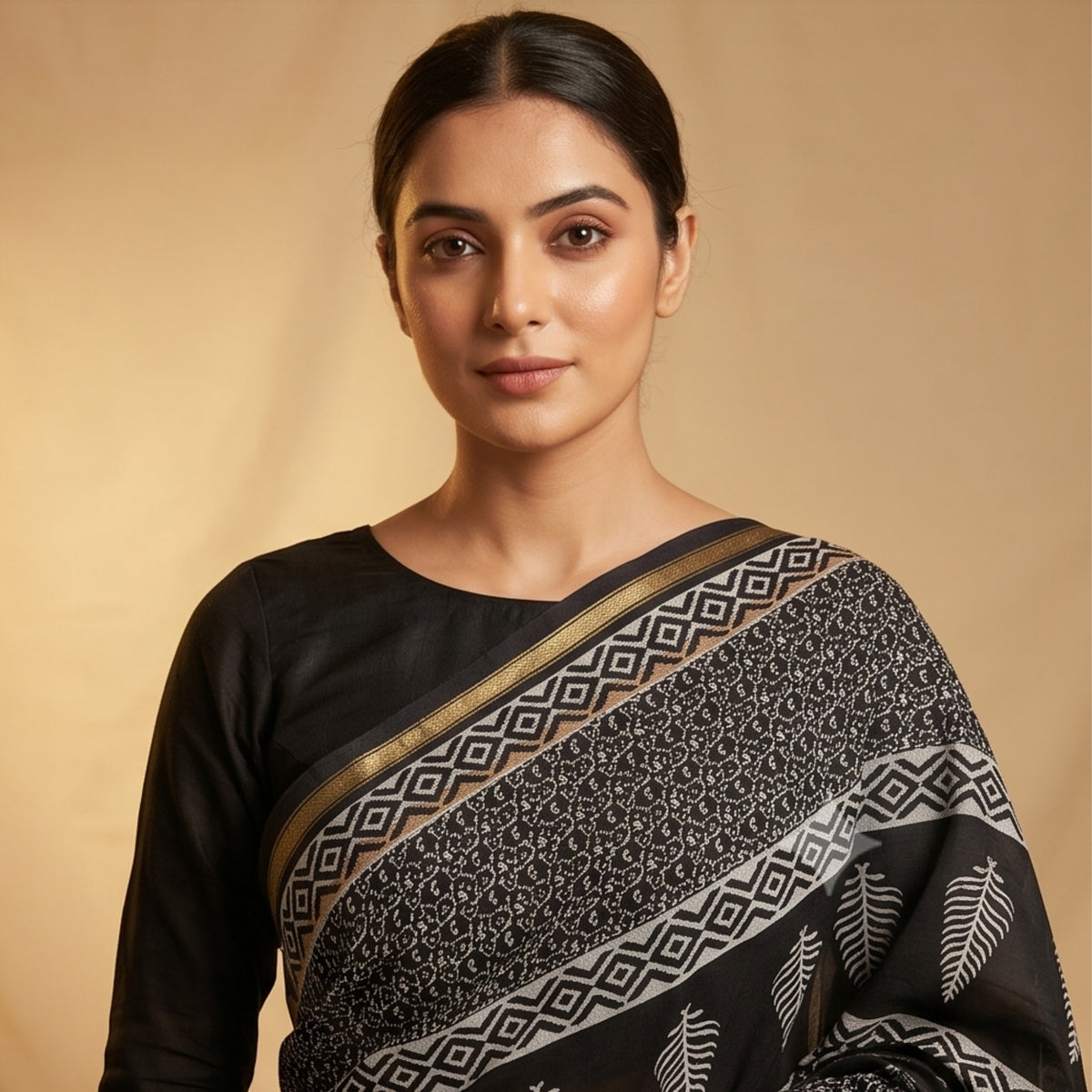 Chanderi Printed Saree – Ivory White