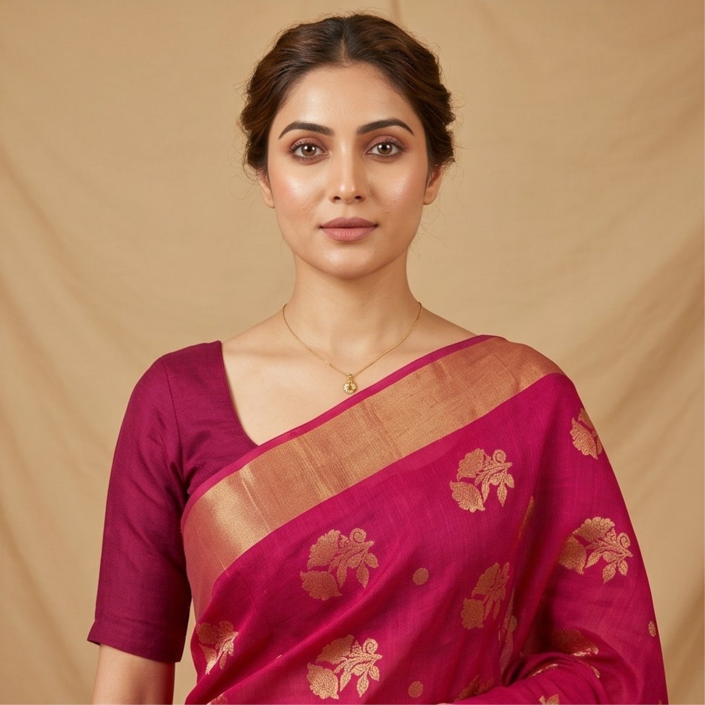 Chanderi Handwoven Saree – Vibrant Pink