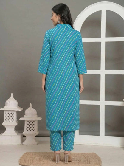 Blue Striped Pure Cotton Co-Ord Set